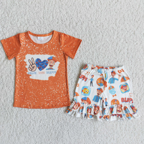 C15-25 Peace Love Baby Girls Short Sleeve Shorts Sets