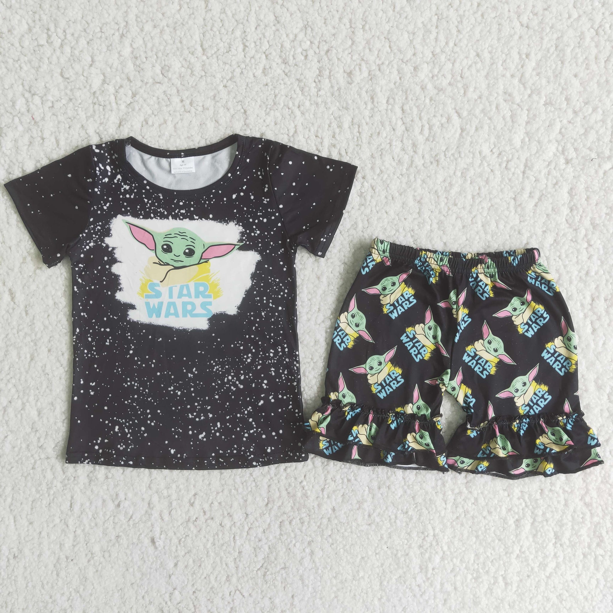 C9-24 Baby Girls Short Sleeve Ruffles Shorts Sets