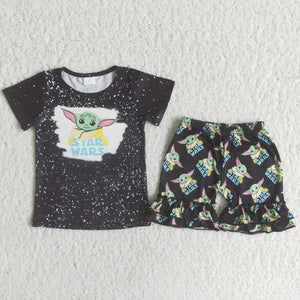 C9-24 Baby Girls Short Sleeve Ruffles Shorts Sets