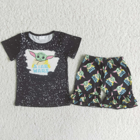 C9-24 Baby Girls Short Sleeve Ruffles Shorts Sets