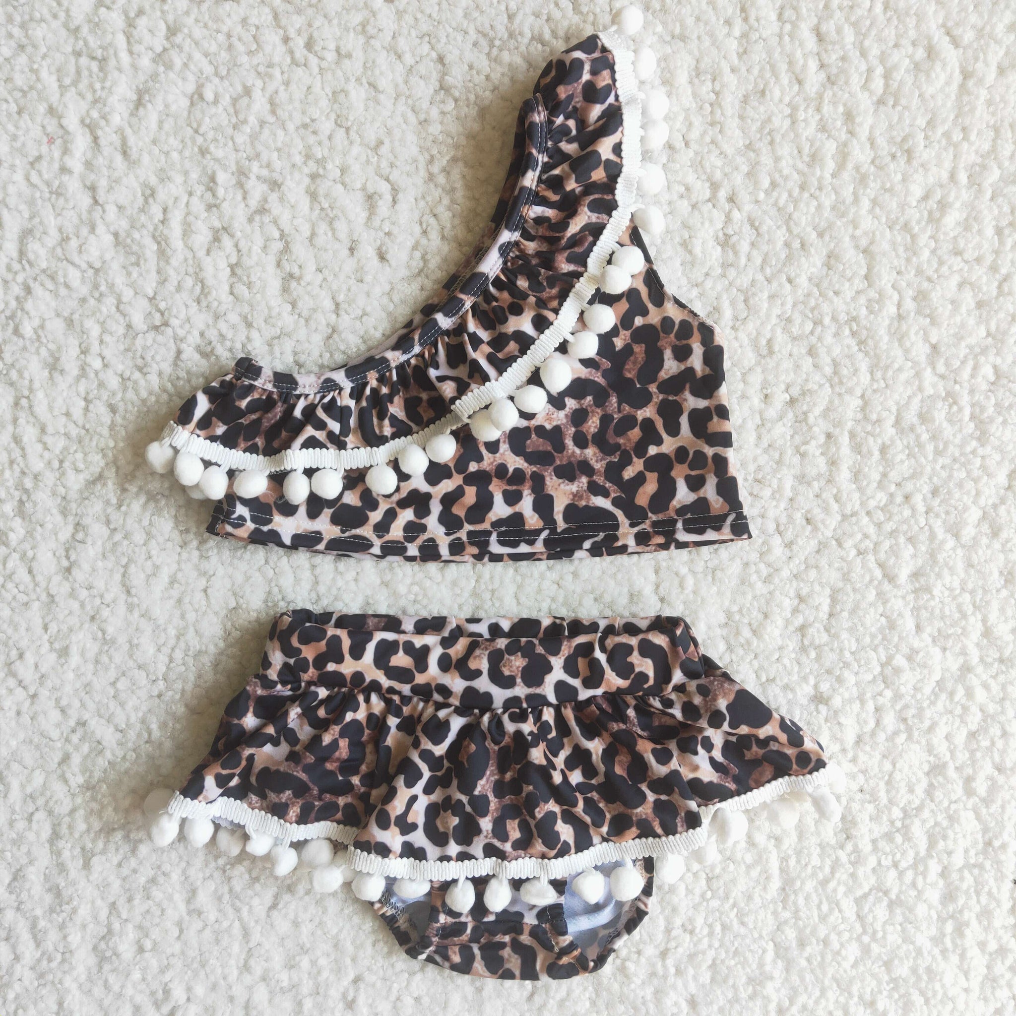 C2-12 Leopard Printed Girls Swimsuit Sets