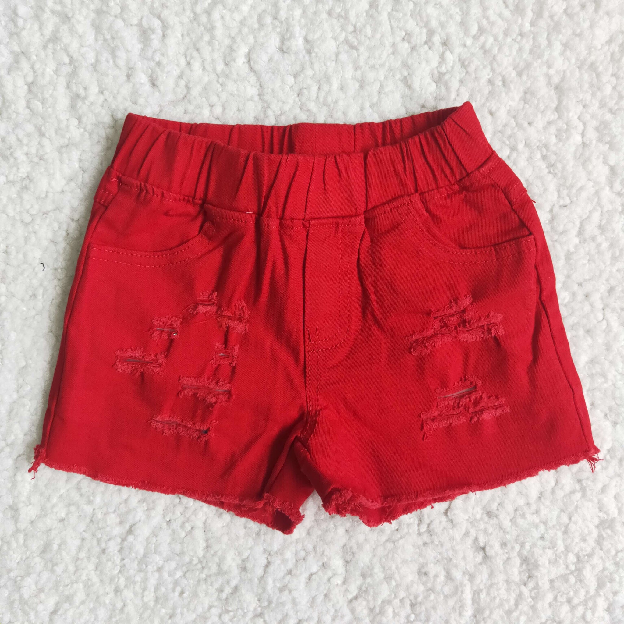 D13-14 Red Jeans Shorts Pants