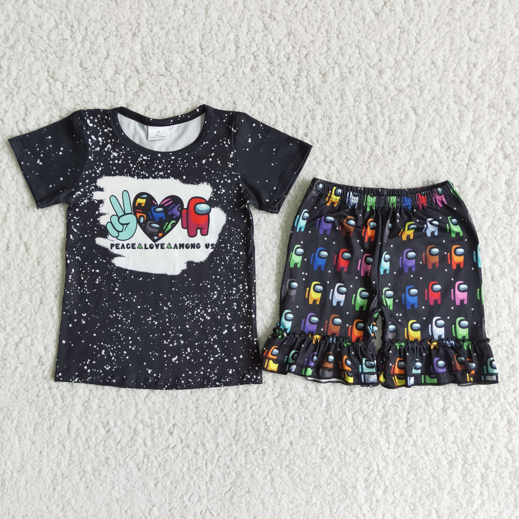 D12-2 Bleach Baby Girls Short Sleeve Shorts Sets