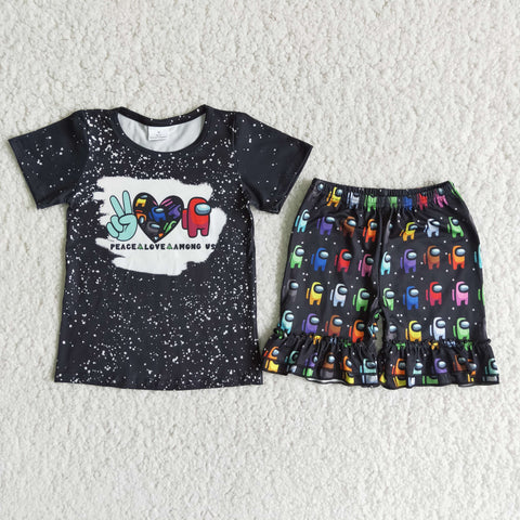 D12-2 Bleach Baby Girls Short Sleeve Shorts Sets