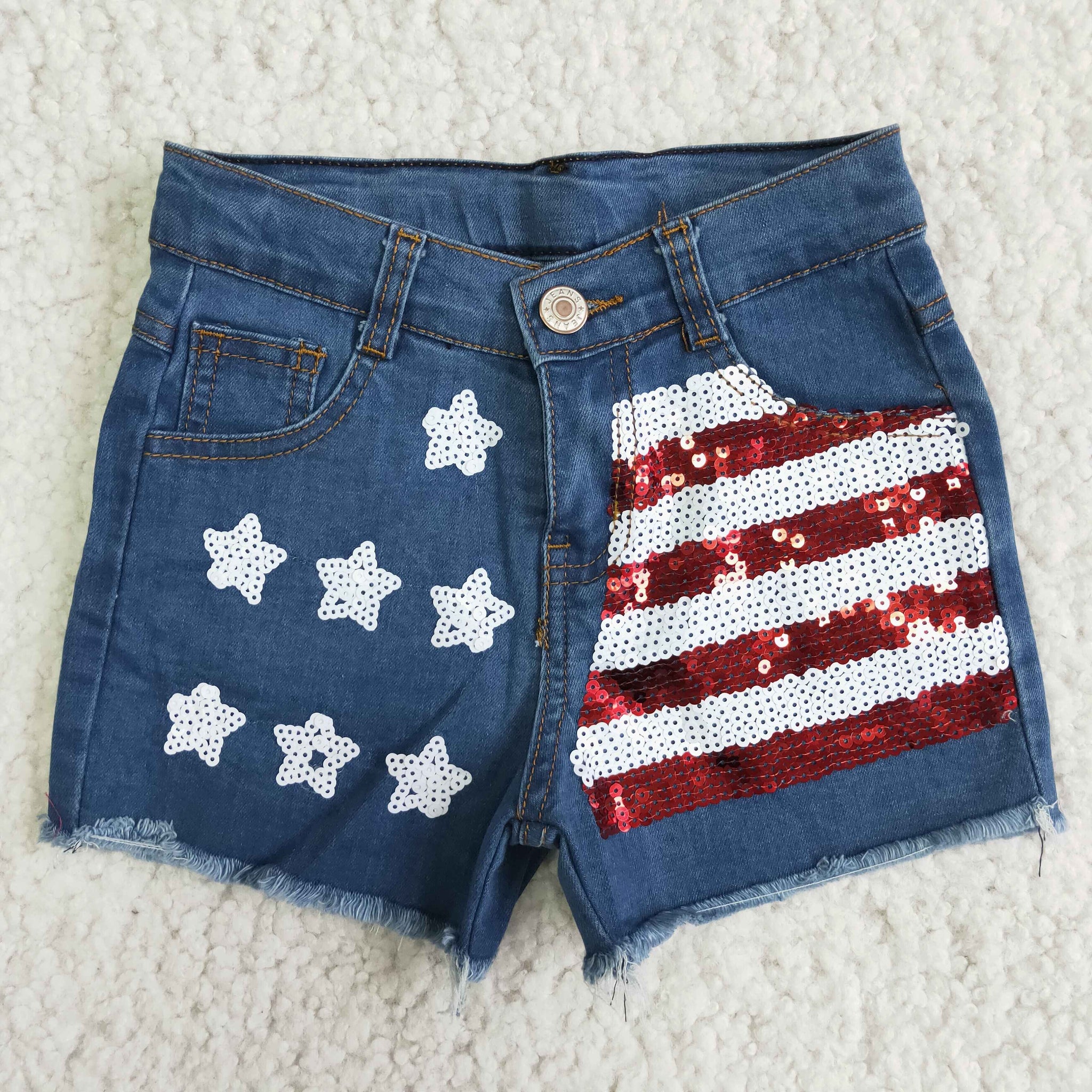 D11-15 4th of July Sequins Jeans Shorts Pants