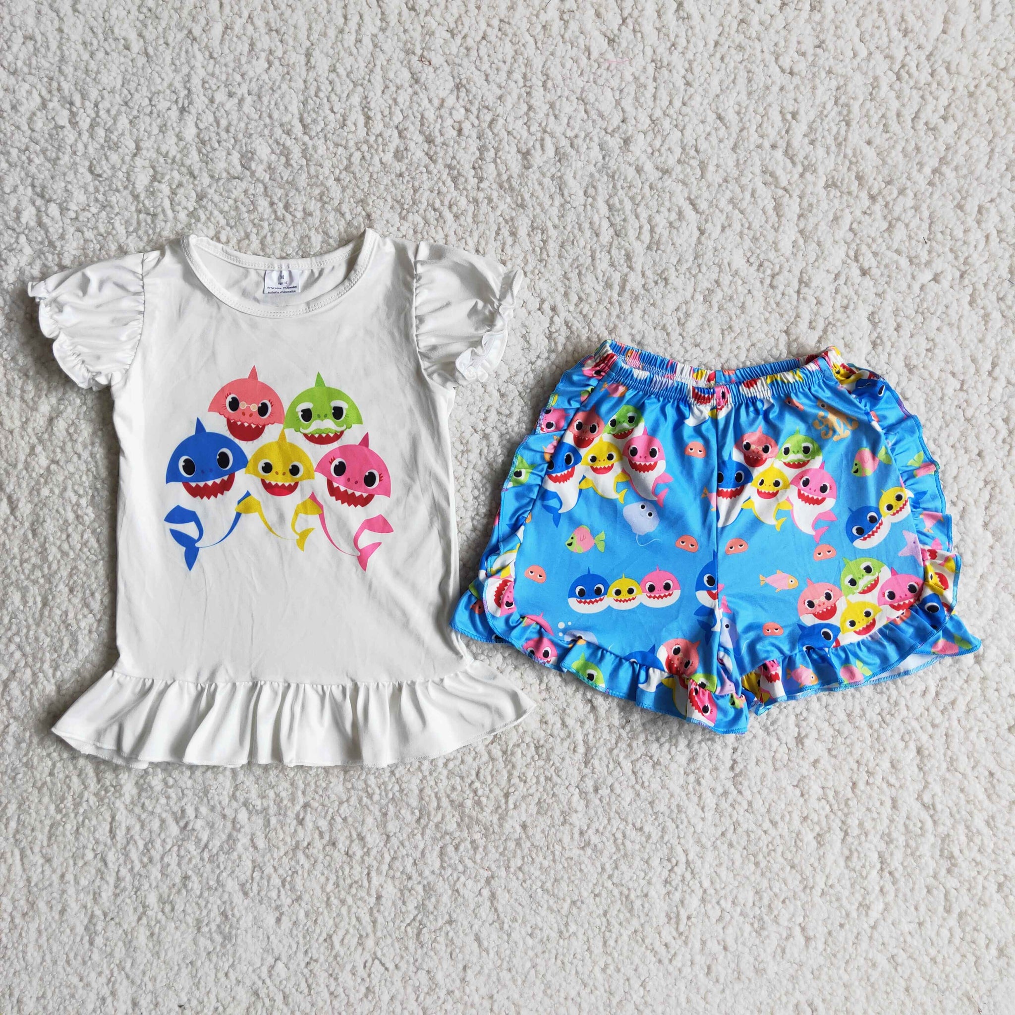 A13-11 Baby Girls Lantern Sleeve Ruffles Shorts Sets