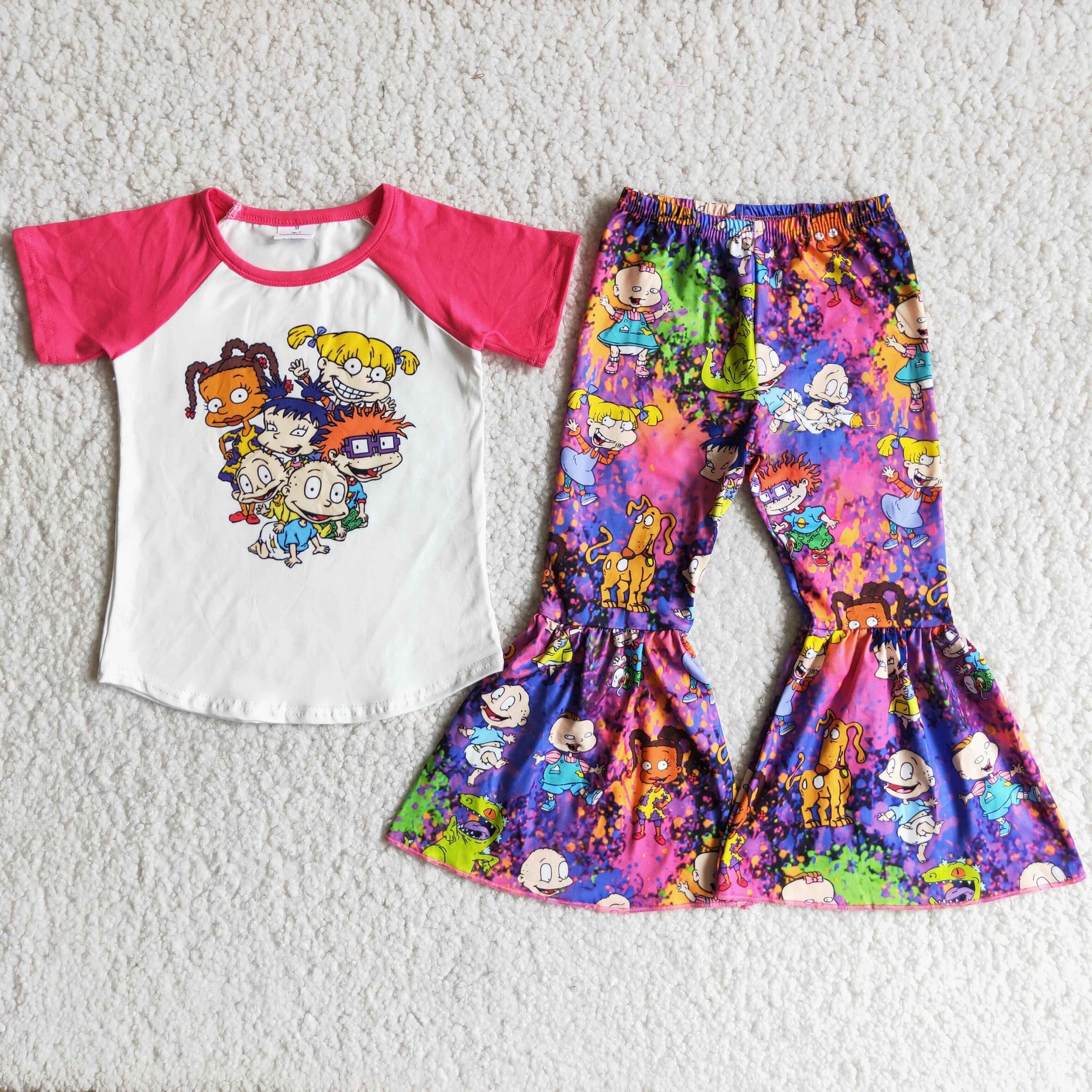C1-4 Baby Short Sleeve and Tie Dye Bell Bottoms Pants Sets