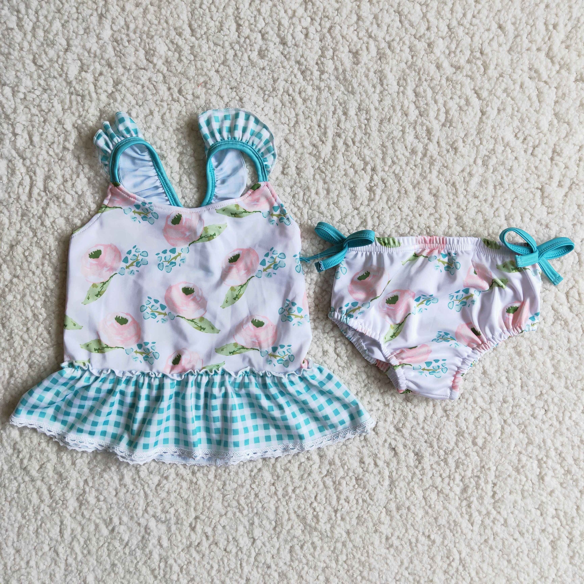 C11-1 Flower Printed Girls Swimsuit Sets