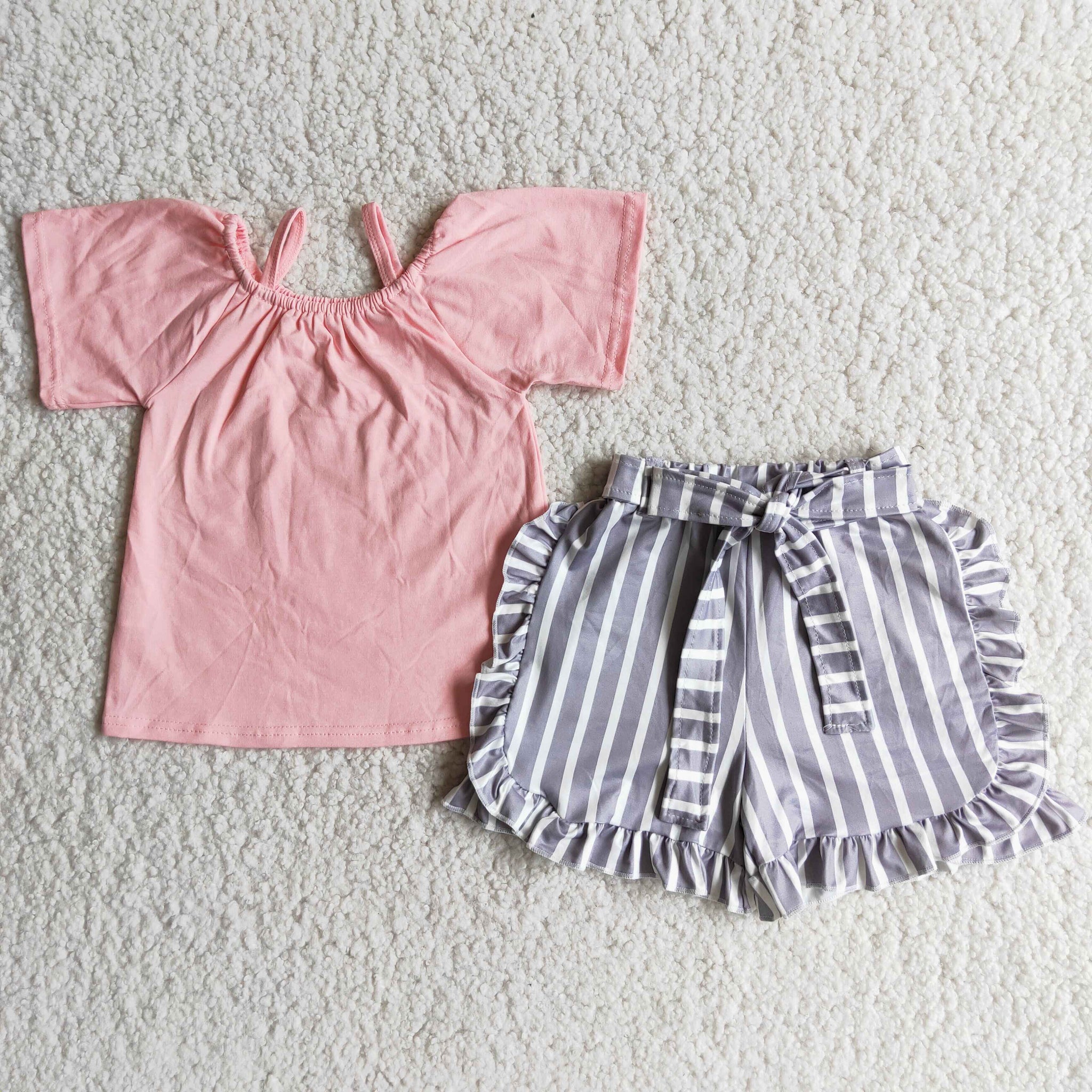 D7-28 Baby Girls Short Sleeve Shorts Sets