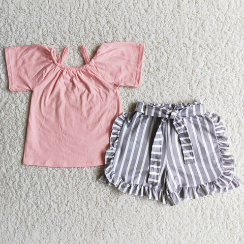 D7-28 Baby Girls Short Sleeve Shorts Sets