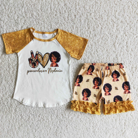 D6-14 Baby Girls Short Sleeve Shorts Sets