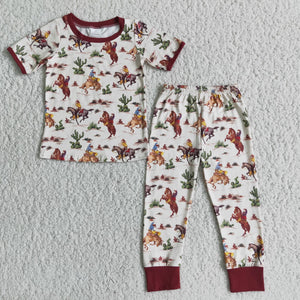 Baby Boys Short Sleeve Pajamas Sets Horse Sleepwear