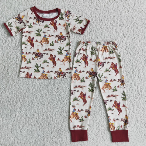 Baby Boys Short Sleeve Pajamas Sets Horse Sleepwear