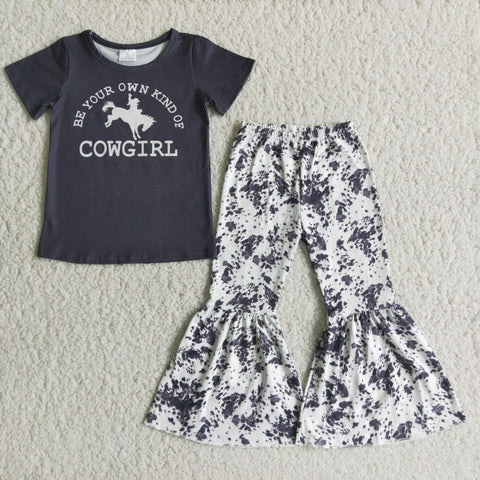Baby Cowgirl Short Sleeve and Bell Bottoms Pants Sets