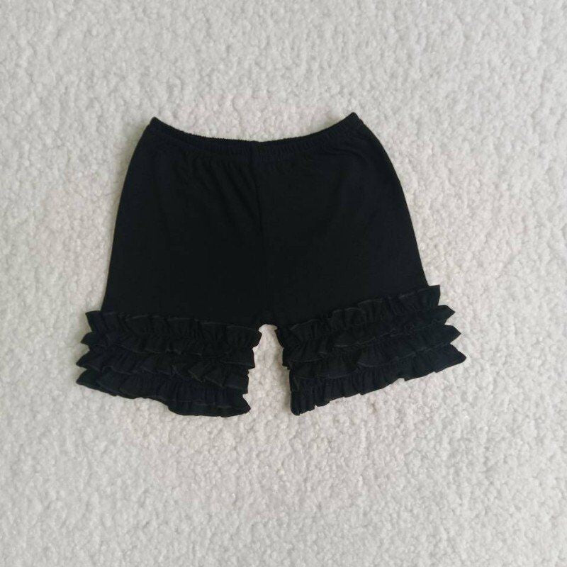 A16-3 Black Ruffles Shorts Pants