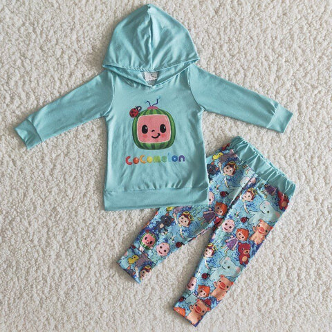 Boys Blue Hoodies Long Sleeve and Long Pants Sets