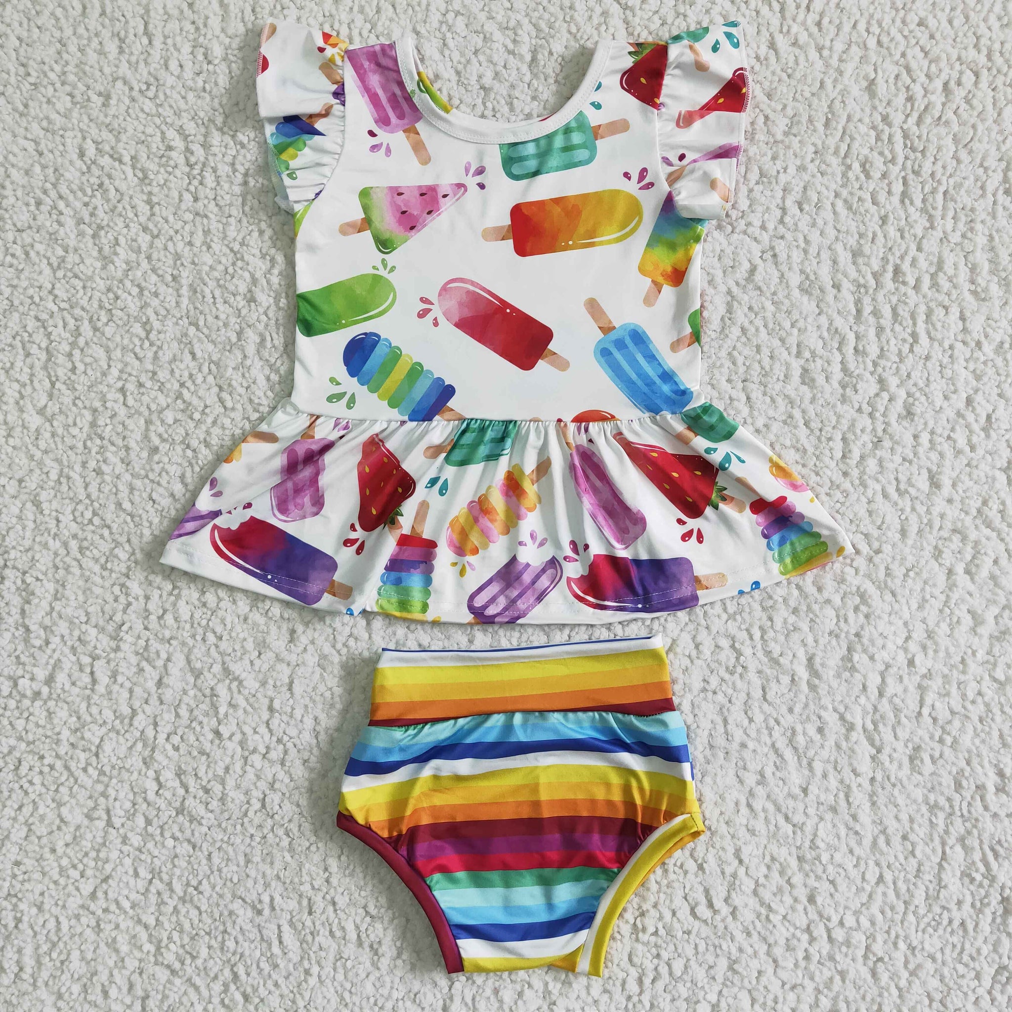 GBO0013 Popsicle colorful stripes baby bummies sets