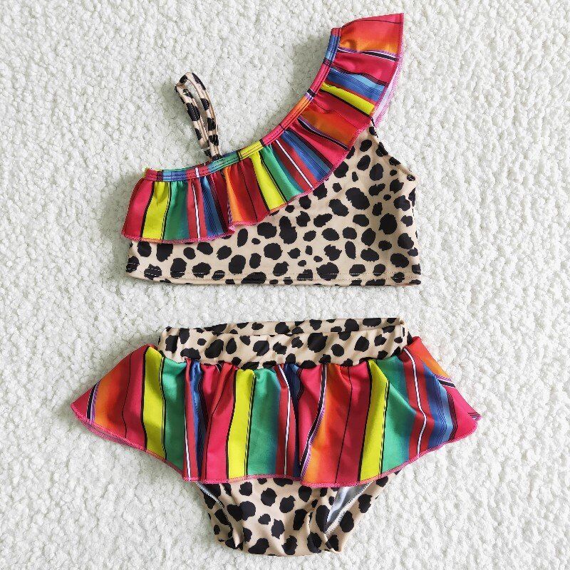 S0001 red leopard girl swim wear sets