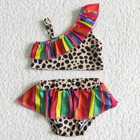 S0001 red leopard girl swim wear sets