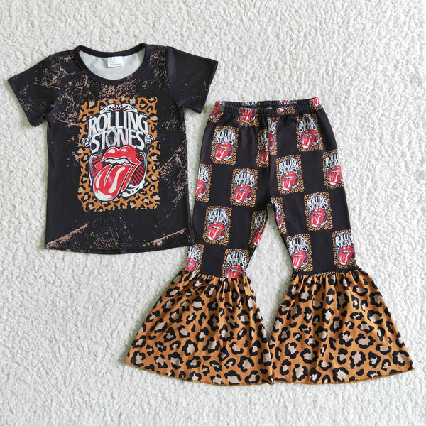 GSPO0012 black summer girls bell pants sets