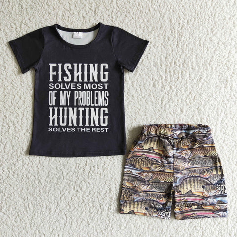 BSSO0012 Baby Boys Fish Summer Shorts Sets