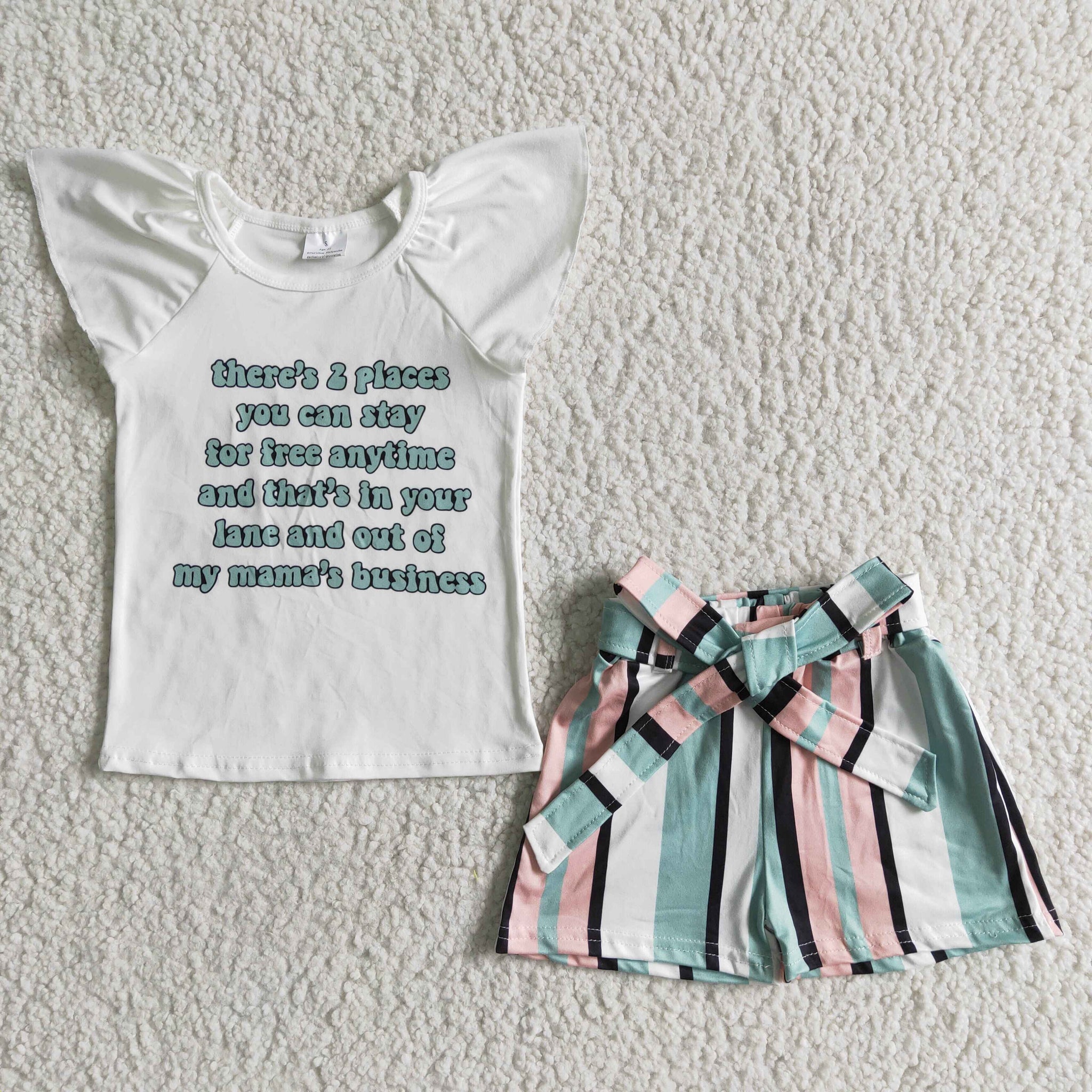 GSSO0022 Baby Girls Summer Sleeve Shorts Sets