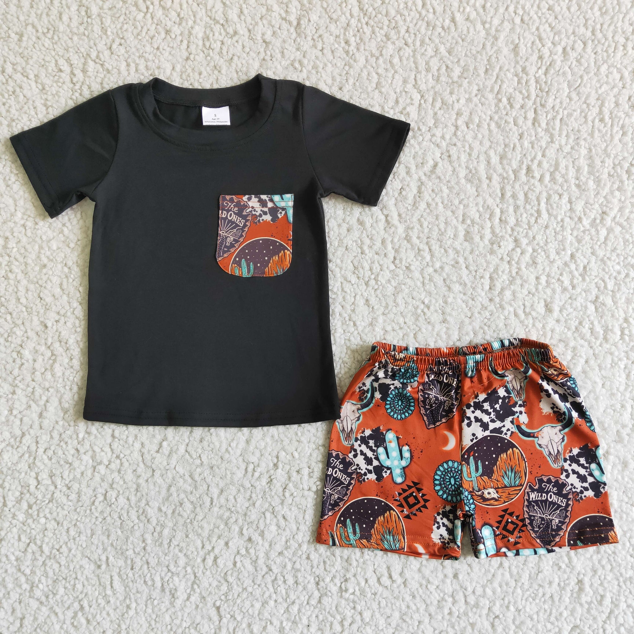 BSSO0014 Baby Boys Alpaca Cactus Summer Shorts Sets