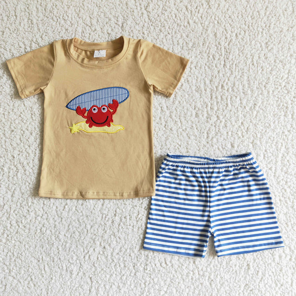 BSSO0003 Baby Boys Crab Summer Shorts Sets