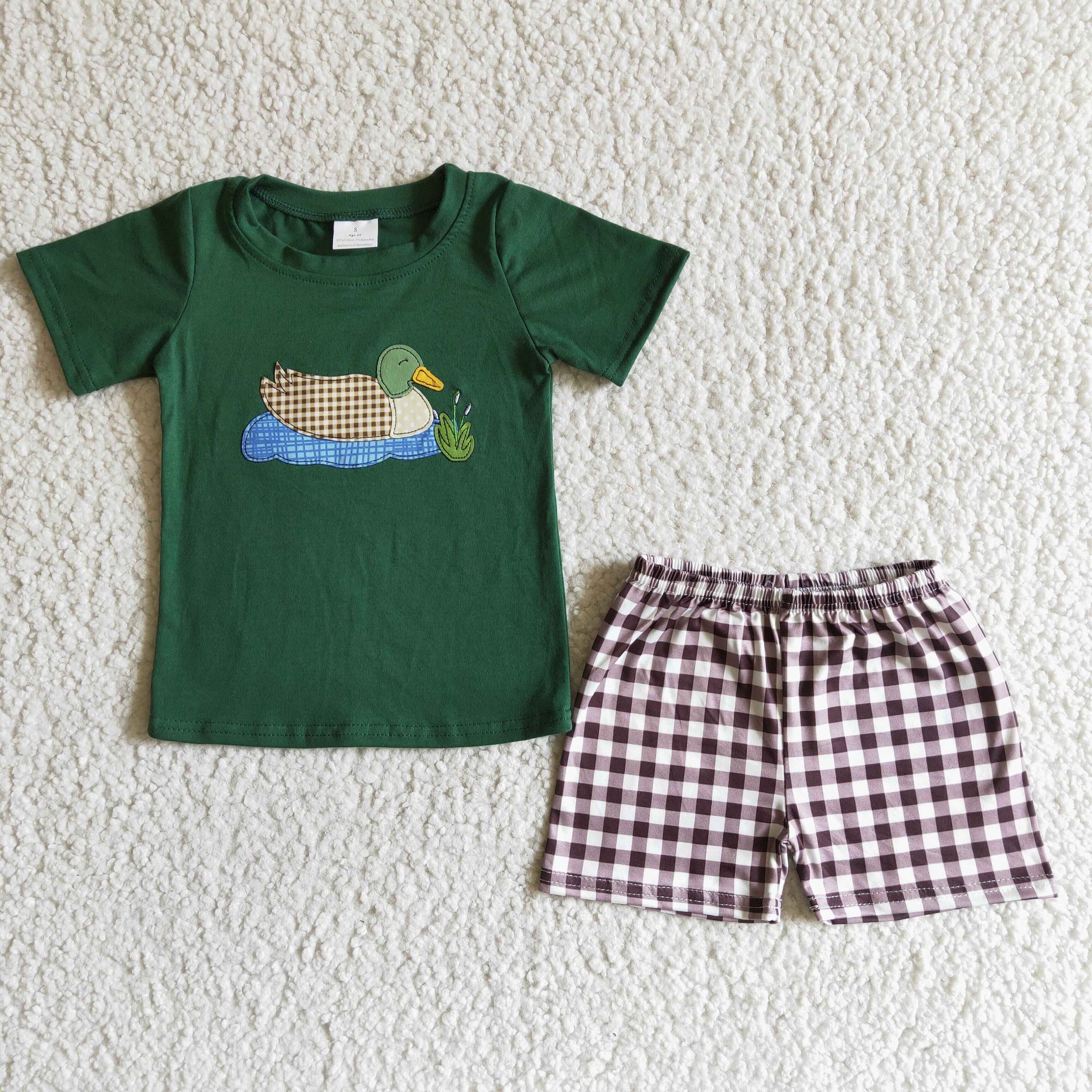 BSSO0007 Baby Boys Embroidery duck  Summer Shorts Sets