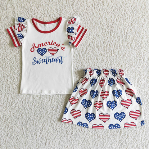 GSSO0051 4th of July Baby Girls  Summer Shorts Sets