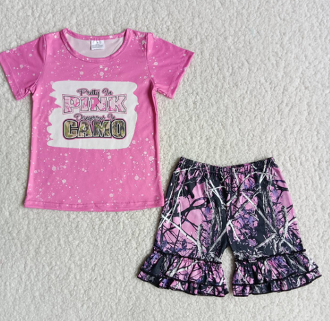 C16-17 Baby Girls pink short Sleeve  Shorts Sets