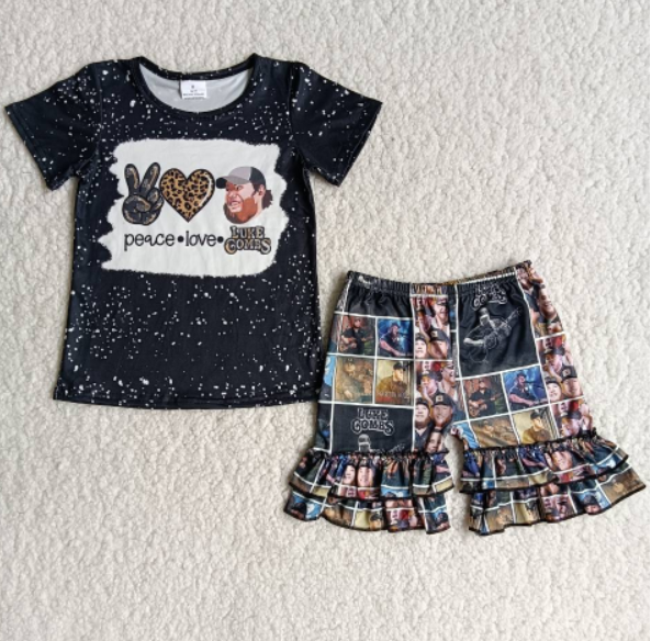 B16-3 Baby Girls singer short Sleeve  Shorts Sets