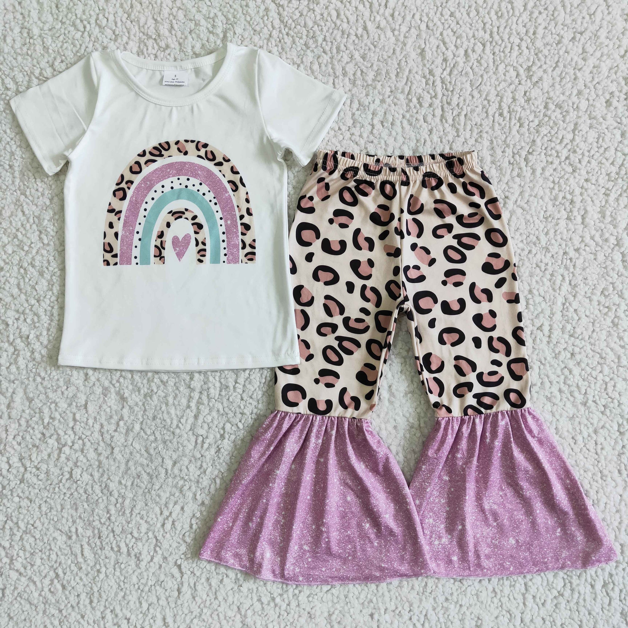 GSPO0036 Baby Rainbow Short Sleeve and Bell Bottoms Pants Sets