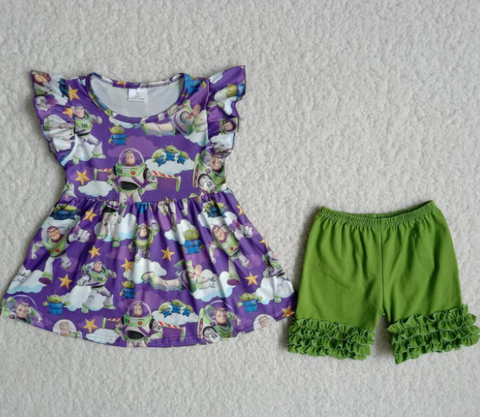 B18-2 Baby Girls Short Sleeve Shorts Sets