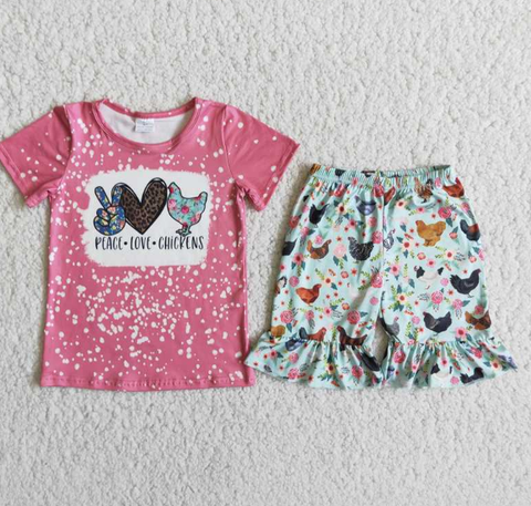D10-14 Baby Girls  Short Sleeve Shorts Sets