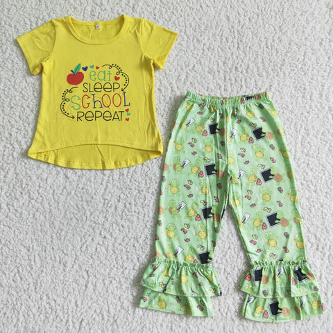 C15-31-1 Baby Girls back to schol Bell Bottoms Sets