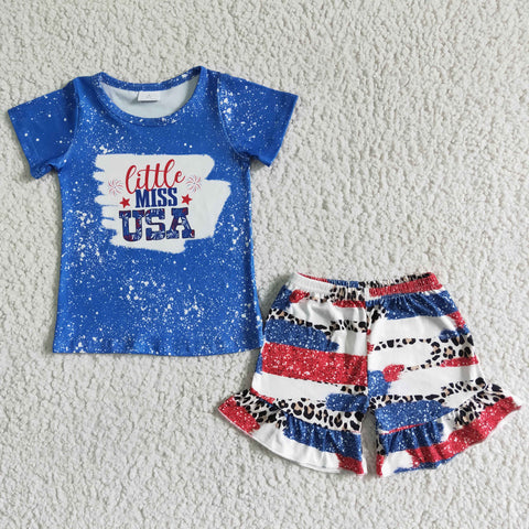 NC0005 Baby Girls USA Summer Short Sleeve Shorts Sets