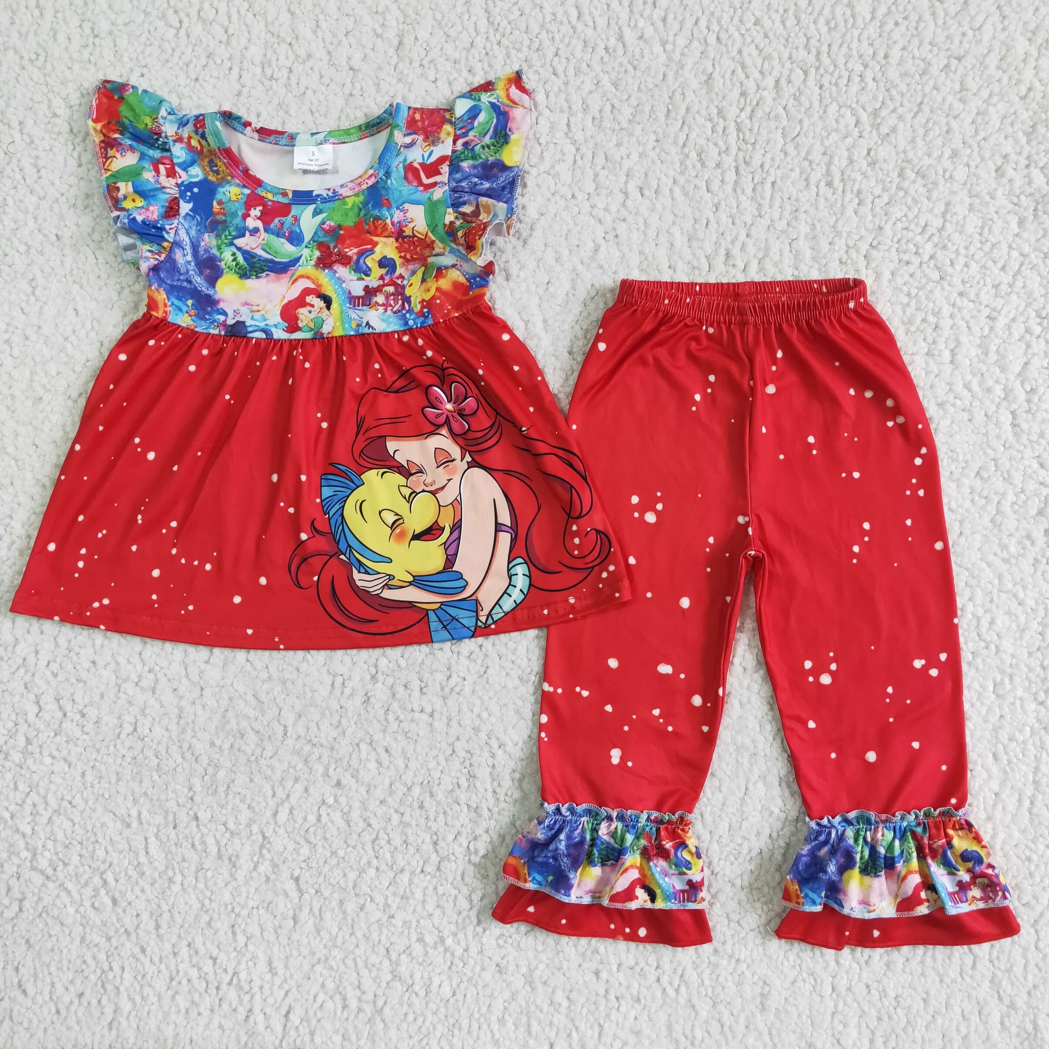 GSPO0034 Baby Girls Short Sleeve and Bell Bottoms Pants Sets