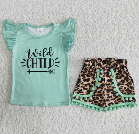 A15-24 Baby Girls  wild Summer Short Sleeve Shorts Sets