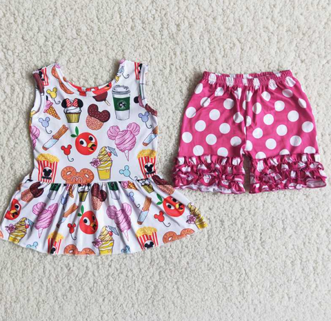 C7-11 Baby Girls  Summer Short Sleeve Shorts Sets