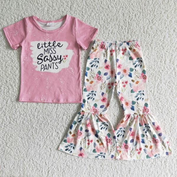 GSPO0062 Baby summer  Short Sleeve and Bell Bottoms Pants Sets