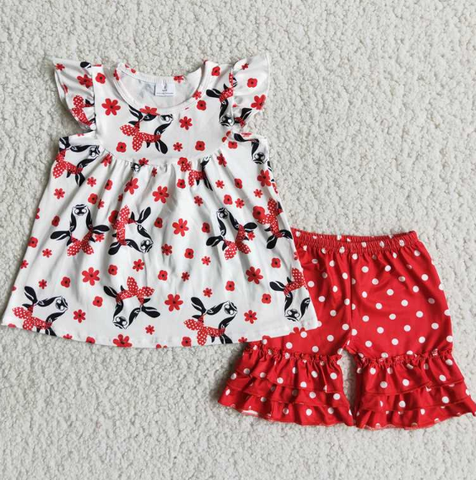 C8-21 Baby Girls  Summer Short Sleeve Shorts Sets