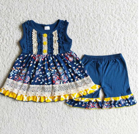 C0-11 Baby Girls  Summer Short Sleeve Shorts Sets