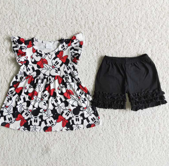 D12-1 Baby Girls  Summer Short Sleeve Shorts Sets
