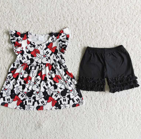 D12-1 Baby Girls  Summer Short Sleeve Shorts Sets