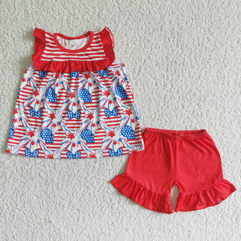 GSSO0055 Baby Girls  Summer Short Sleeve Shorts Sets