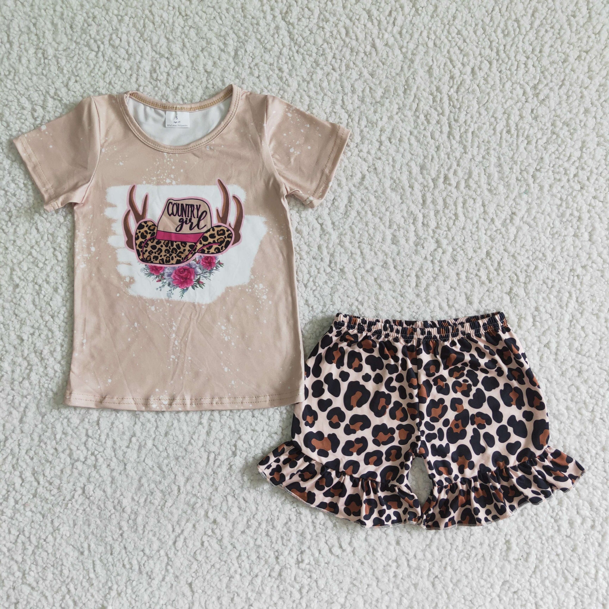 GSD0047 Baby Girls  Heifer Summer Short Sleeve Shorts Sets
