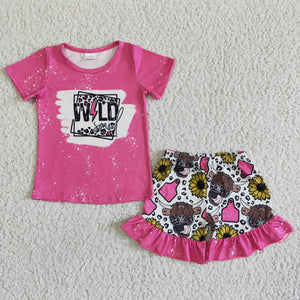 GSSO0067 Baby Girls  Summer Short Sleeve Shorts Sets