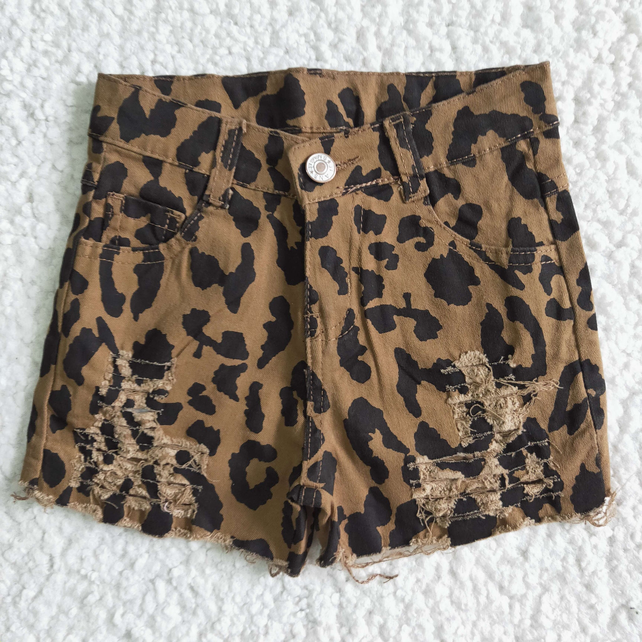 B4-16 Leopard  Jeans Shorts Pants