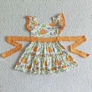 D6-20 Baby Girls pumpkin Sleeve Dress